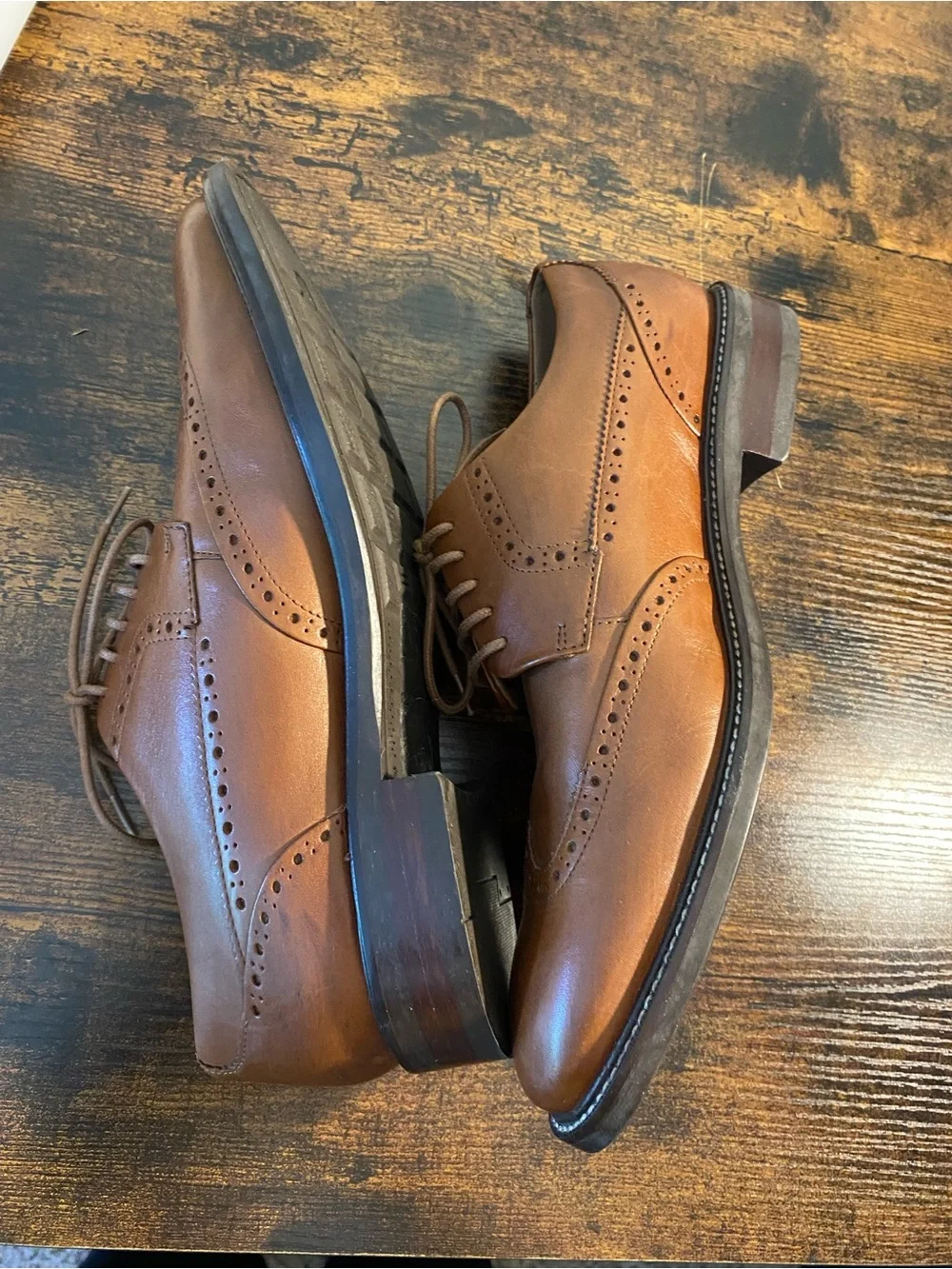 Cole Haan Men's Classic Tan Leather Wingtip Derby Shoes